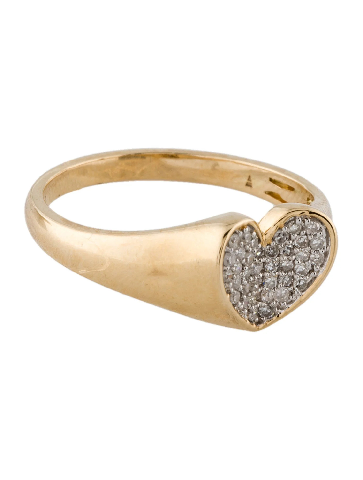 14K Diamond Folded Heart Signet Ring | The RealReal