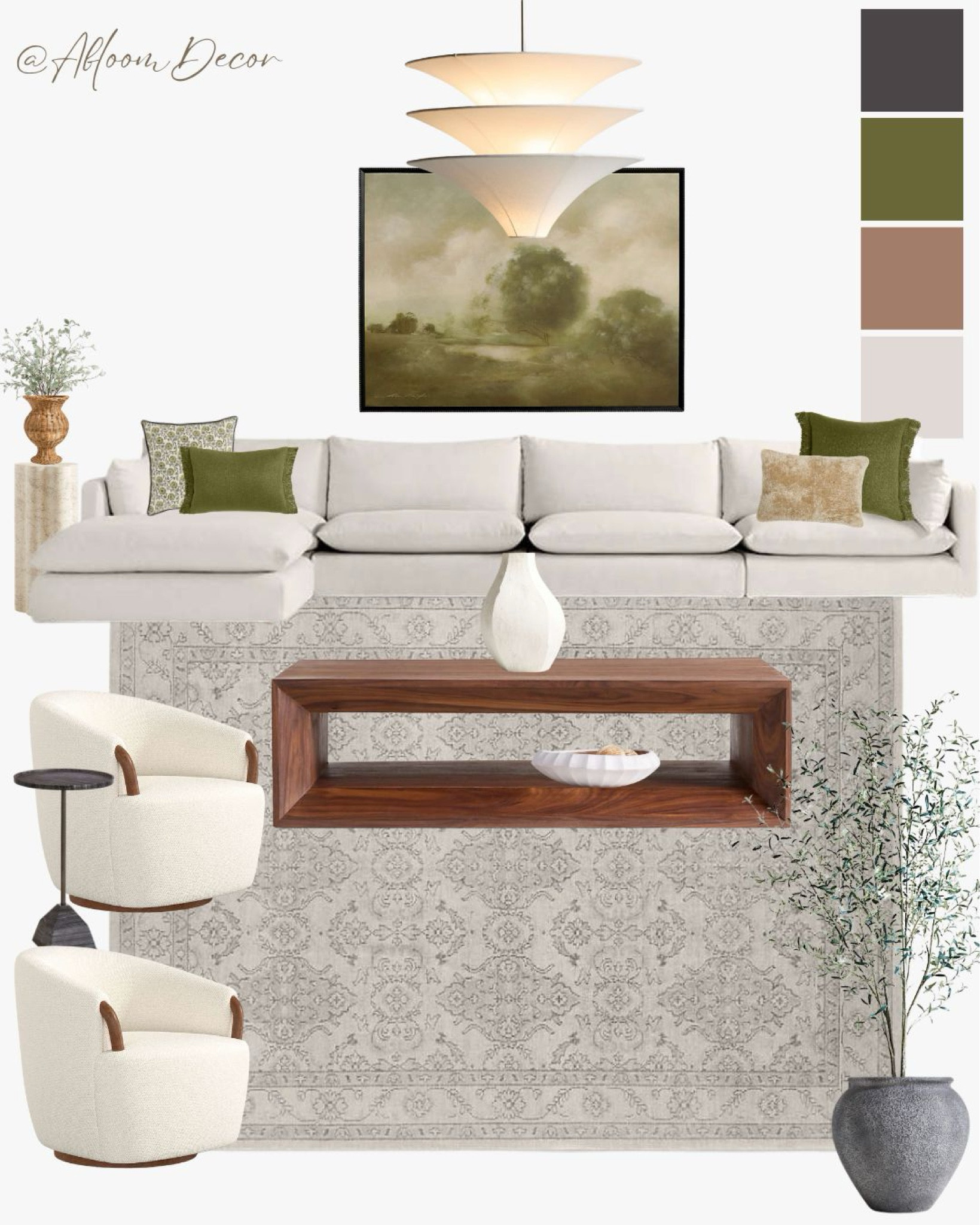 Neutral and Green Living Room Design with a Cozy, Elegant Feel

#LTKHome
