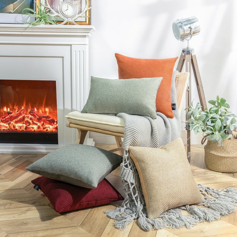 Phantoscope Classic Woven Textured Thick Solid Color Checker Plaid Series Decorative Throw Pillow... | Walmart (US)