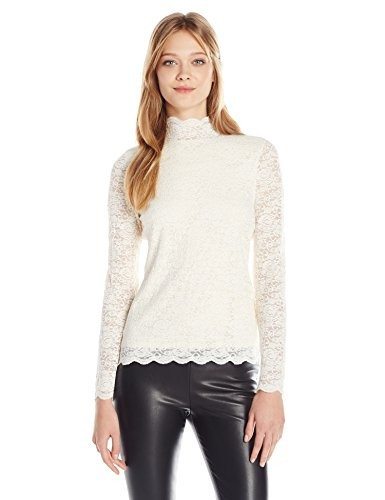 Vince Camuto Women's Long Sleeve Mock Neck Scallop Lace Top | Amazon (US)