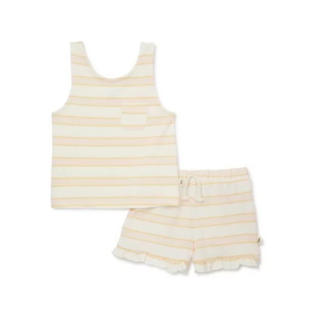 easy-peasy Baby and Toddler Girls Pocket Tank Top and Ruffle Short Sets, 2-Piece, Sizes 12M-5T | Walmart (US)