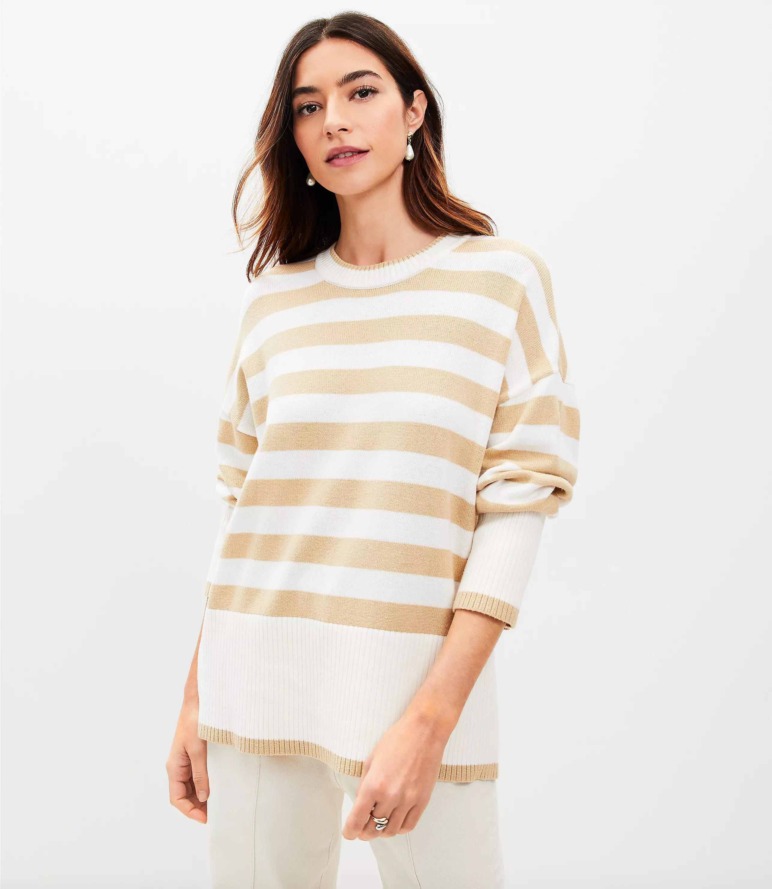 Stripe Relaxed Tunic Sweater | LOFT