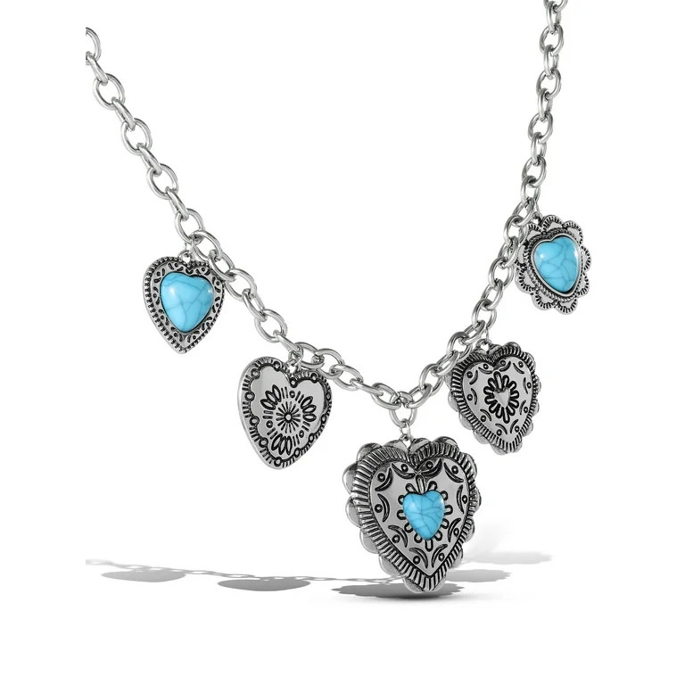 Jessica Simpson Women's Faux Turquoise Heart Necklace | Walmart (US)
