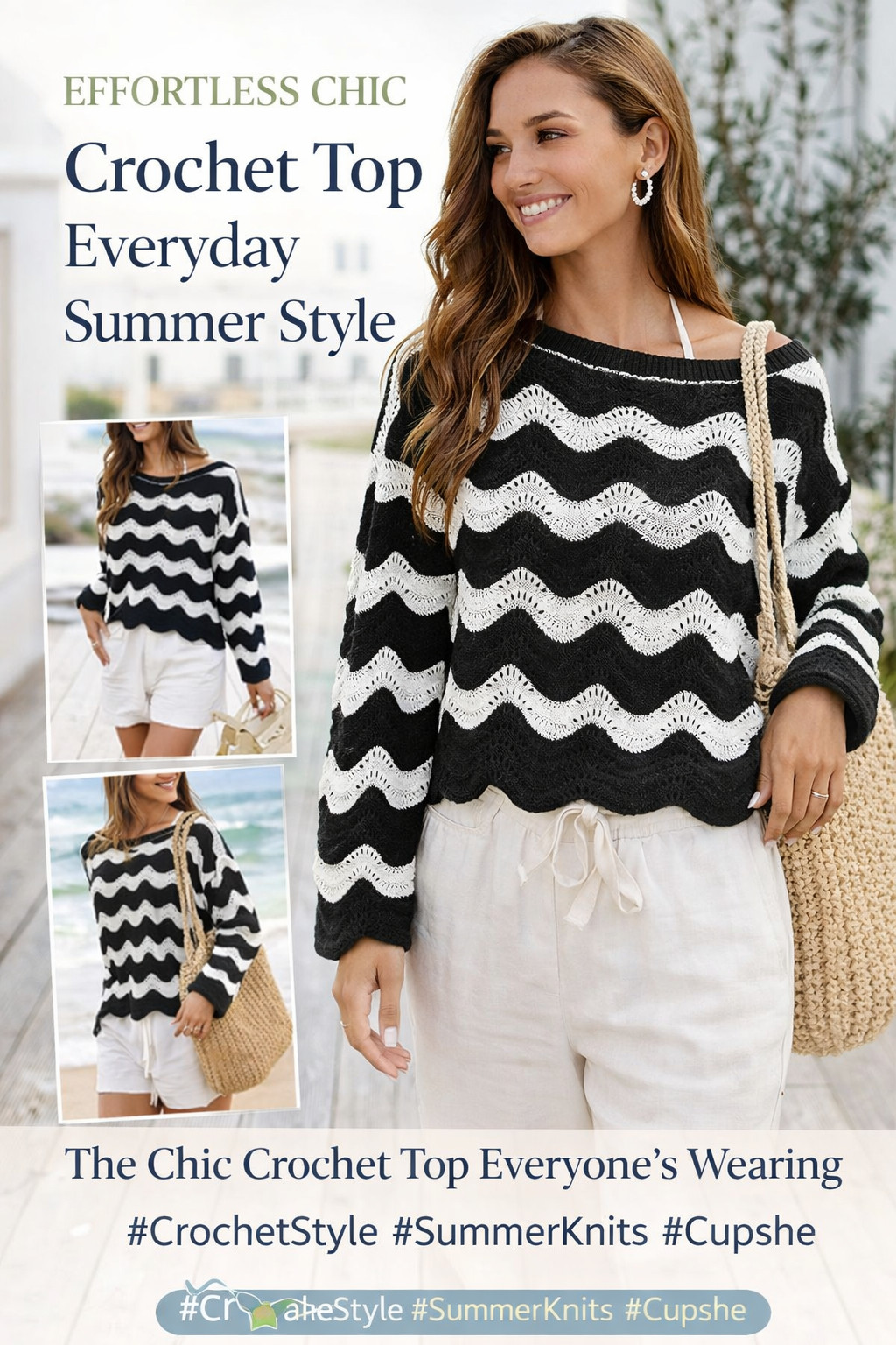 This striped crochet knit top from CUPSHE brings effortless coastal chic to summer outfits. The relaxed open-knit silhouette layers perfectly over swimwear or tanks for beach days, vacations, or casual warm-weather looks. A versatile crochet cover-up that doubles as a stylish everyday summer top.

#CrochetTop #EffortlessStyle #CoastalChic #SummerKnits #CupsheStyle #BeachToStreet #VacationStyle #OpenKnit #SummerOutfit #ChicCasual 

 #LTKSwim #LTKTravel