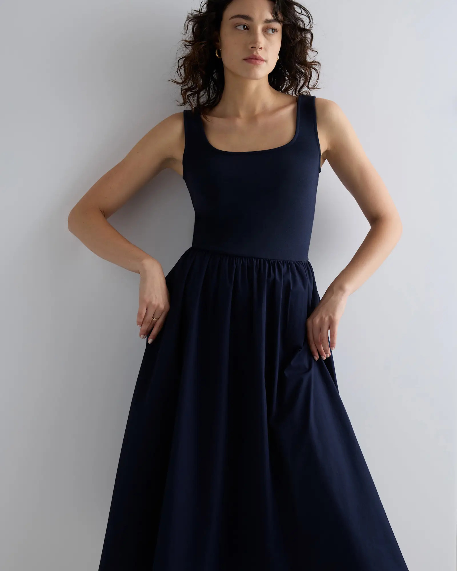 Cotton Mixed Media Tank Dress | Quince