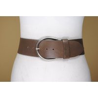 Wide Brown Leather Belt, Granulated Togo Belt | Etsy (US)