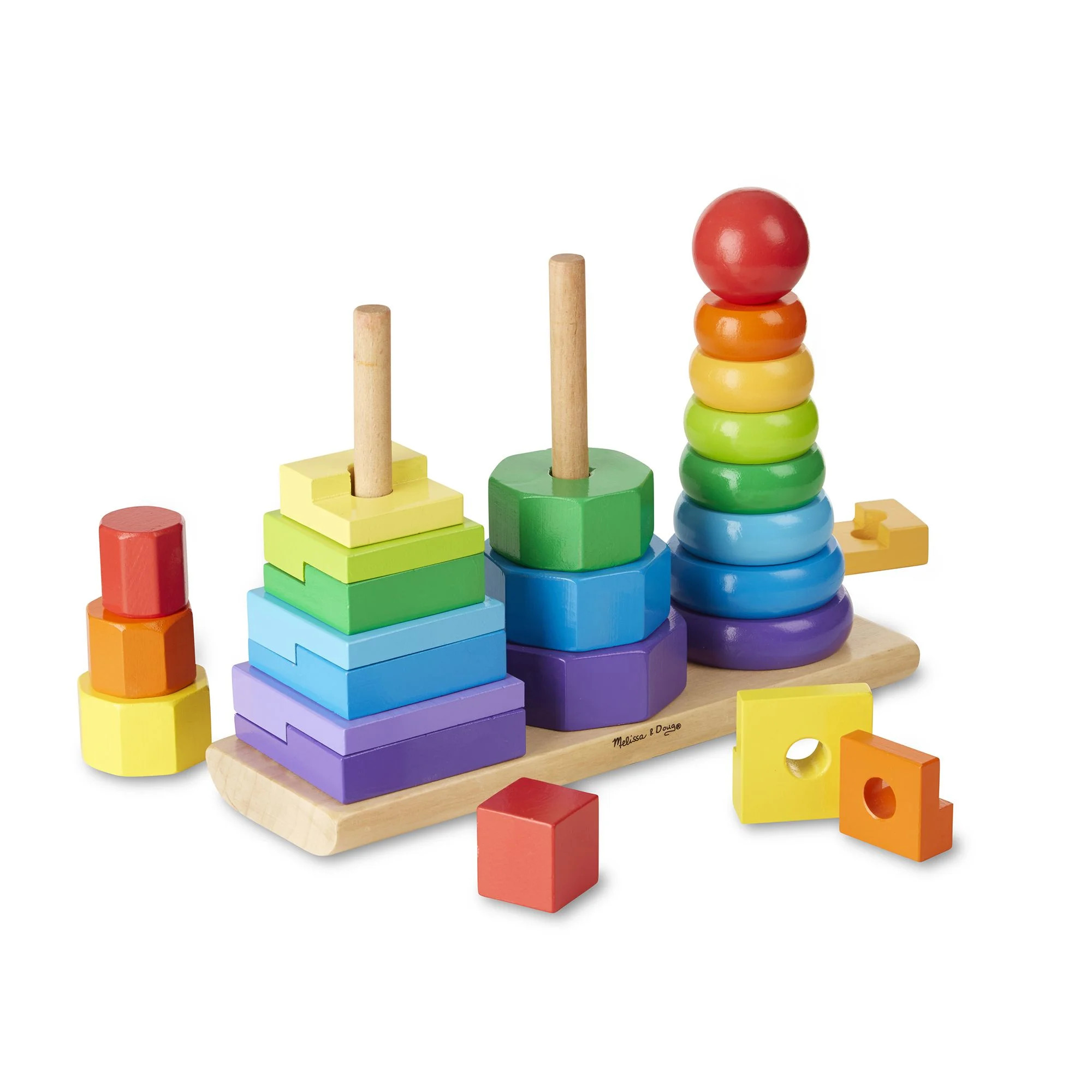 Melissa & Doug Geometric Stacker Toddler Toy (Developmental Toys, Rings, Octagons, and Rectangles... | Walmart (US)