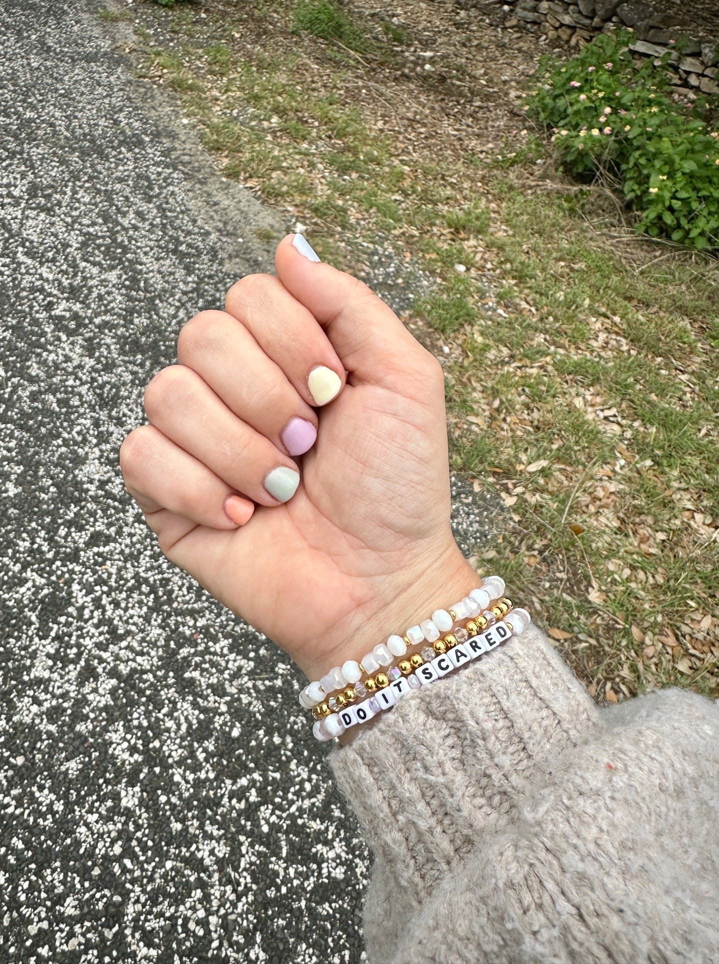 little details lately 🤍
pastel spring nails + my everyday bracelets that somehow make even running errands feel a little more put together lately ✨

#LTKmomlife #LTKselfcare #LTKdayinmylife