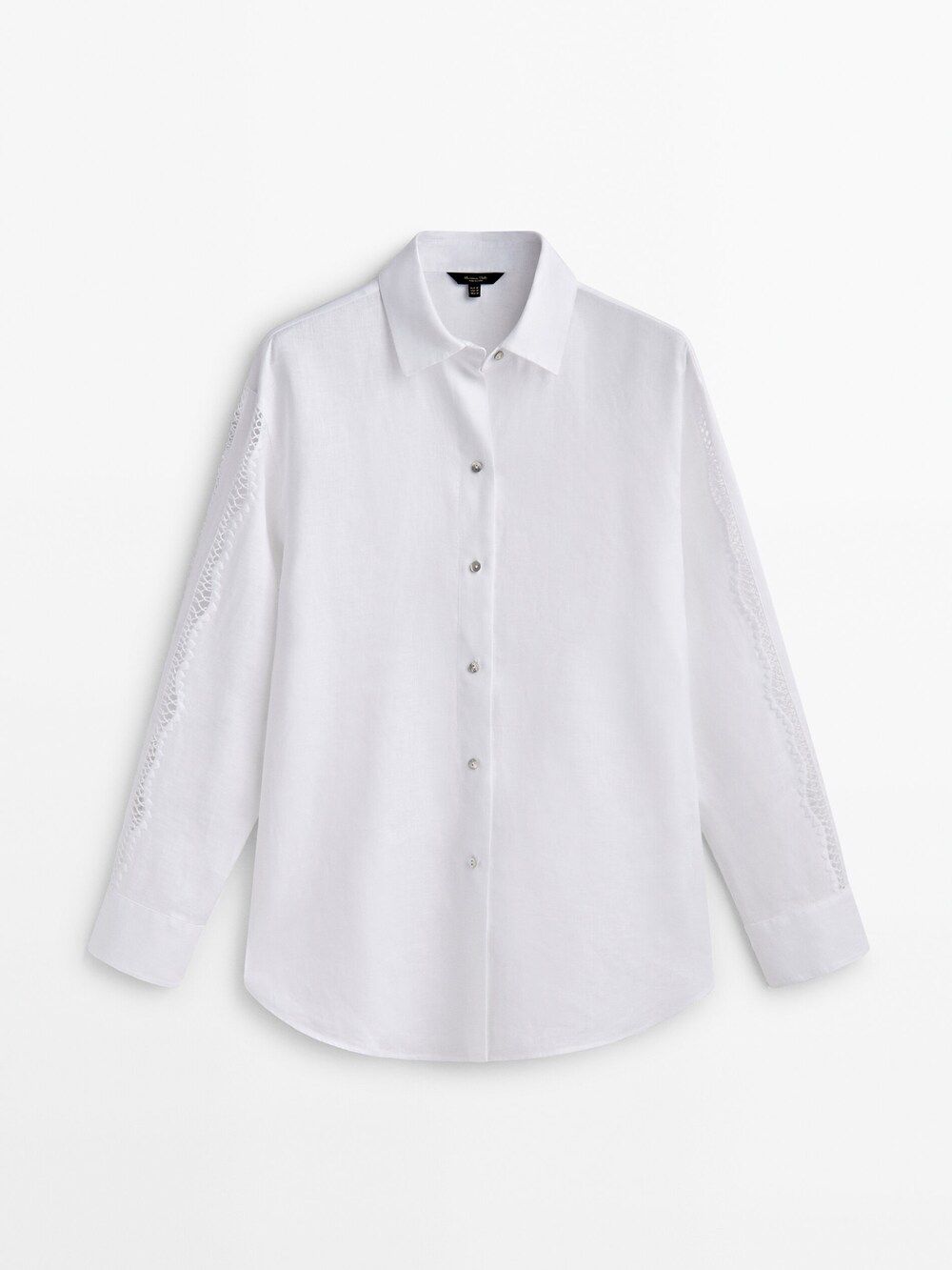100% linen shirt with embroidered sleeves | Massimo Dutti (US)