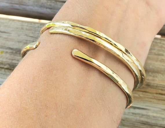 Heavily Hammered Jewelers Brass Stacking Bangle Bracelets or | Etsy | Etsy (US)