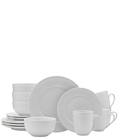 Fitz and Floyd Everyday White Beaded 16-Piece Dinnerware Set - White | Dillard's