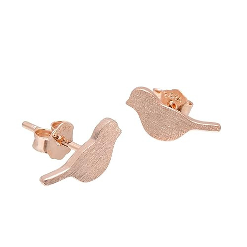 925 Sterling Silver Rose Gold Plated Little Birds Earrings Studs | Amazon (US)