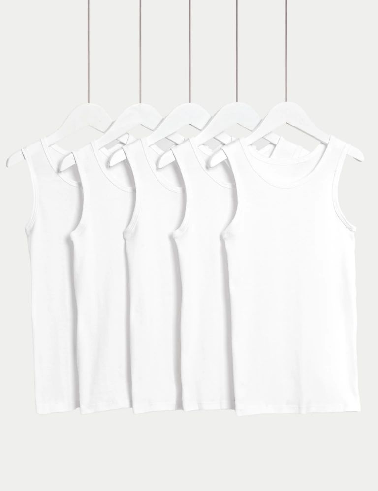 5pk Pure Cotton Vests (2-14 Yrs) | Marks & Spencer (UK)
