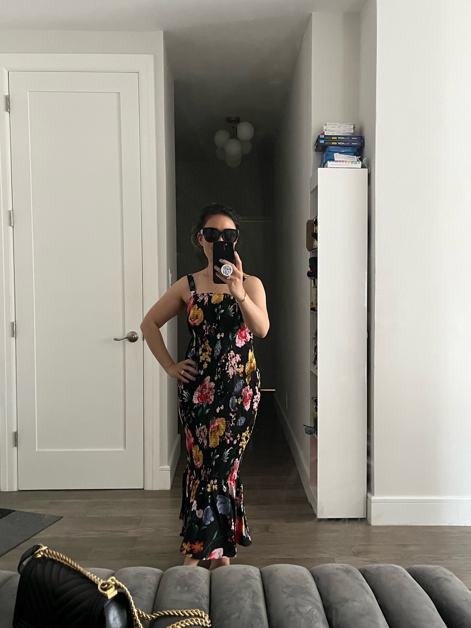 PRETTYGARDEN Women's Summer Floral Midi Tank Dress Sleeveless Strappy  Ruffle Hem