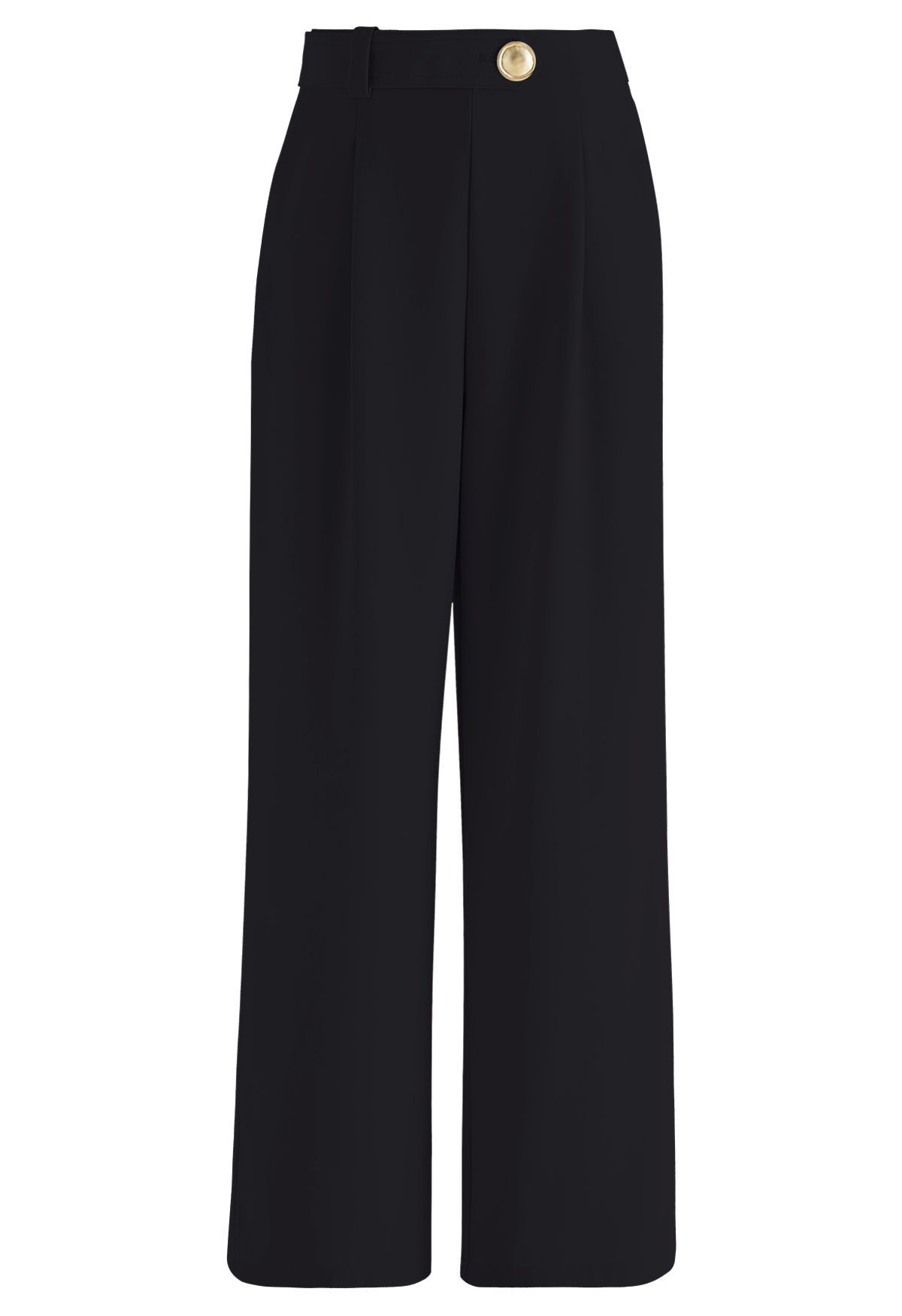 Belt Adorned Straight Leg Pants in Black | Chicwish