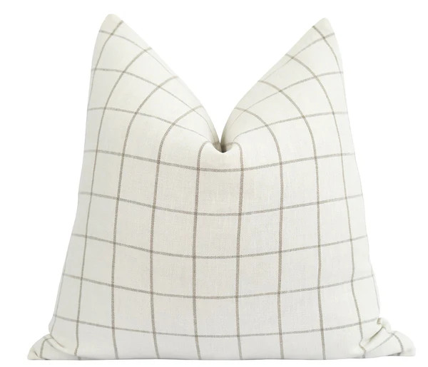 Bishop Natural Plaid Pillow | Land of Pillows