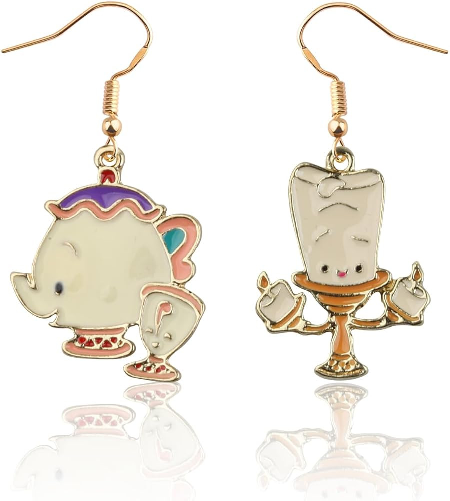CENWA Beauty Beast Inspired Jewelry Cartoon Animal Earrings Gift for Movie Fan | Amazon (US)