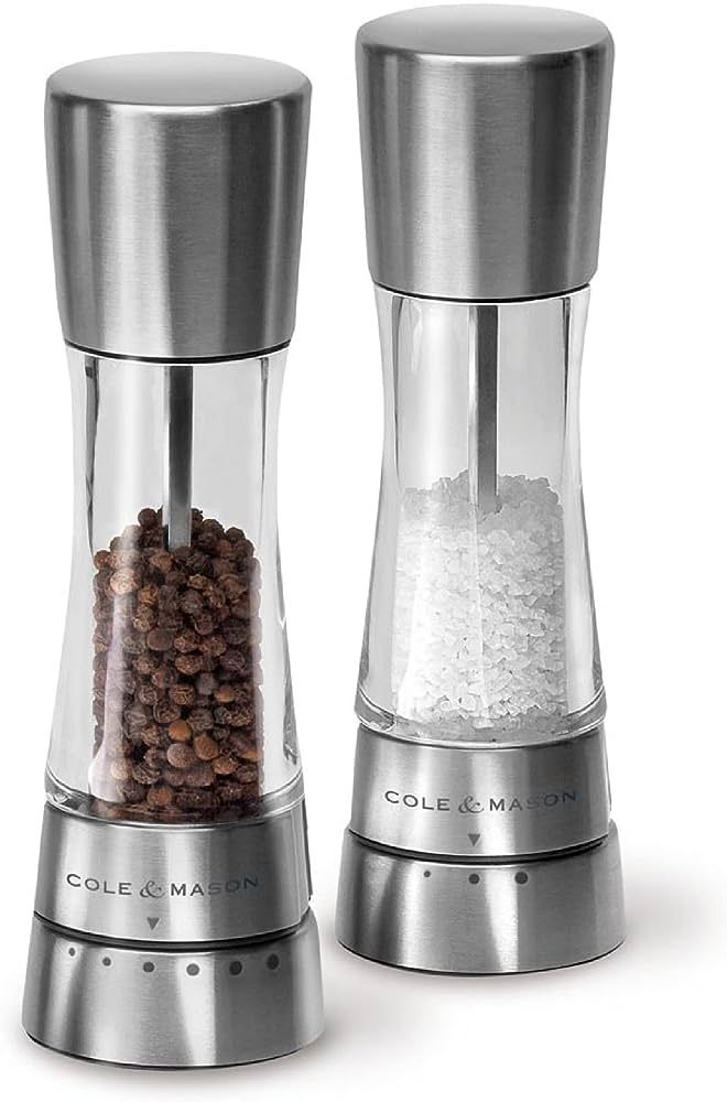 COLE & MASON Derwent Salt and Pepper Grinder Set - Stainless Steel Mills Include Gift Box, Gourme... | Amazon (US)