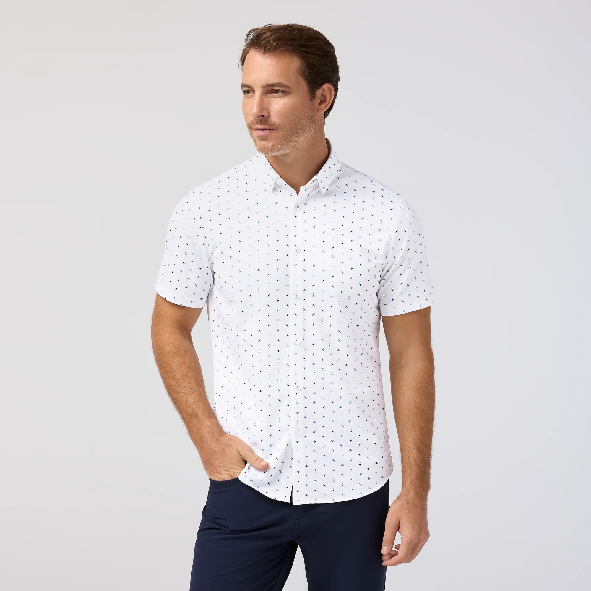 Halyard Short Sleeve - White Split Floral | Mizzen + Main