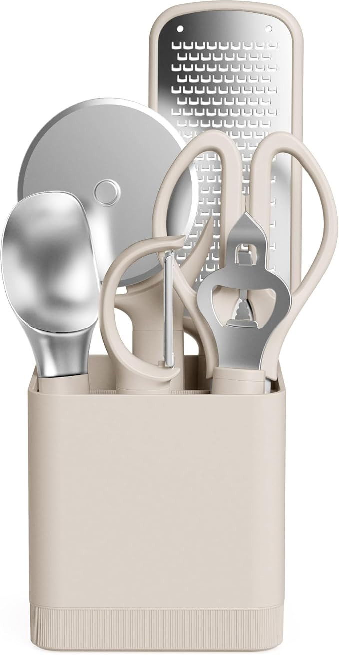 bella 7-Piece Modular Gadget Set, Grater, Pizza Cutter, Ice Cream Scoop, Peeler, Shears, Bottle O... | Amazon (US)