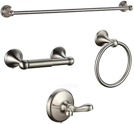 BGL Bathroom Hardware Set, Brushed Nickel Adjustable Expandable Towel Bar 4-Piece Bathroom Accessory | Amazon (US)