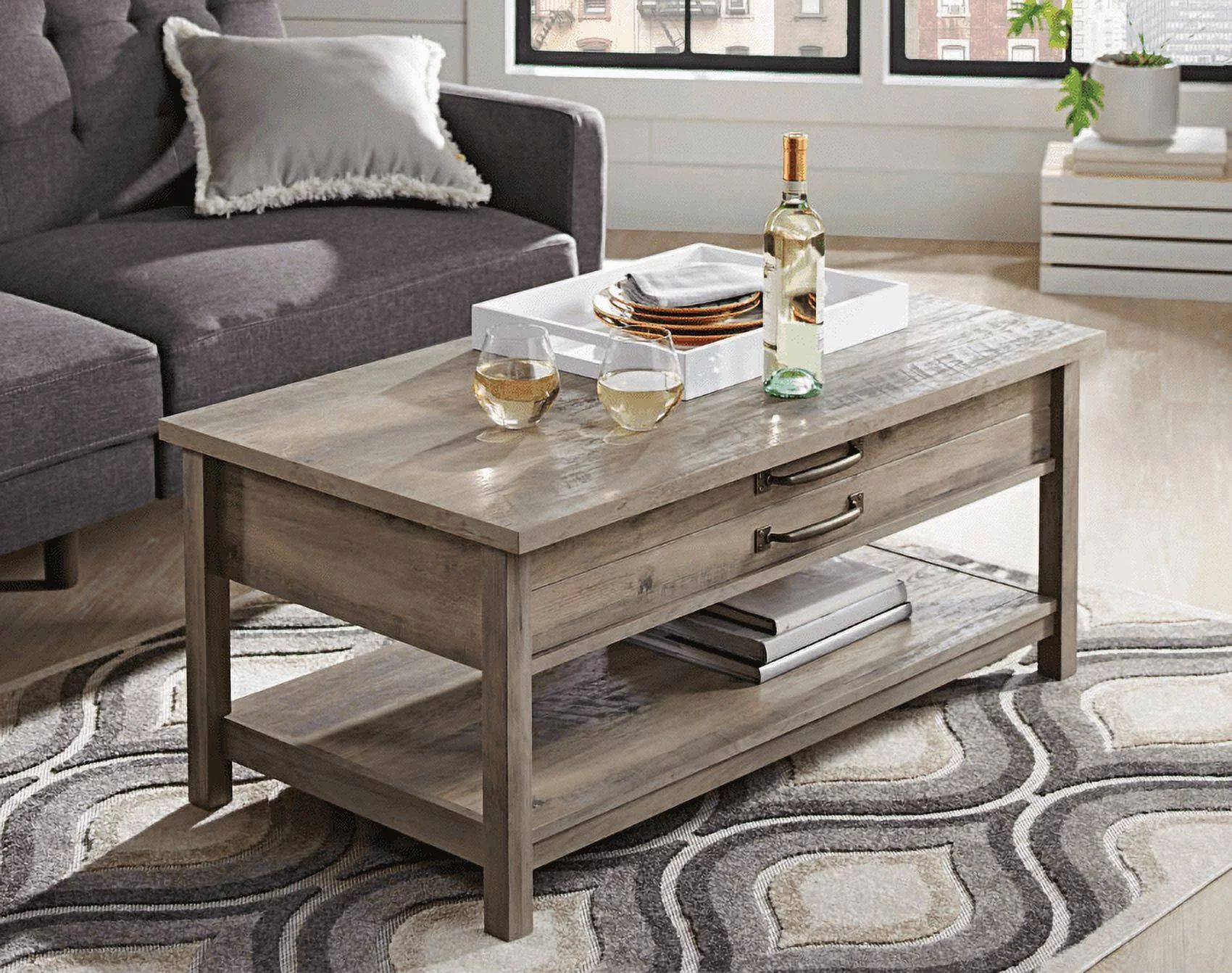 Better Homes & Gardens Modern Farmhouse Rectangle Lift-Top Coffee Table, Rustic Gray Finish | Walmart (US)