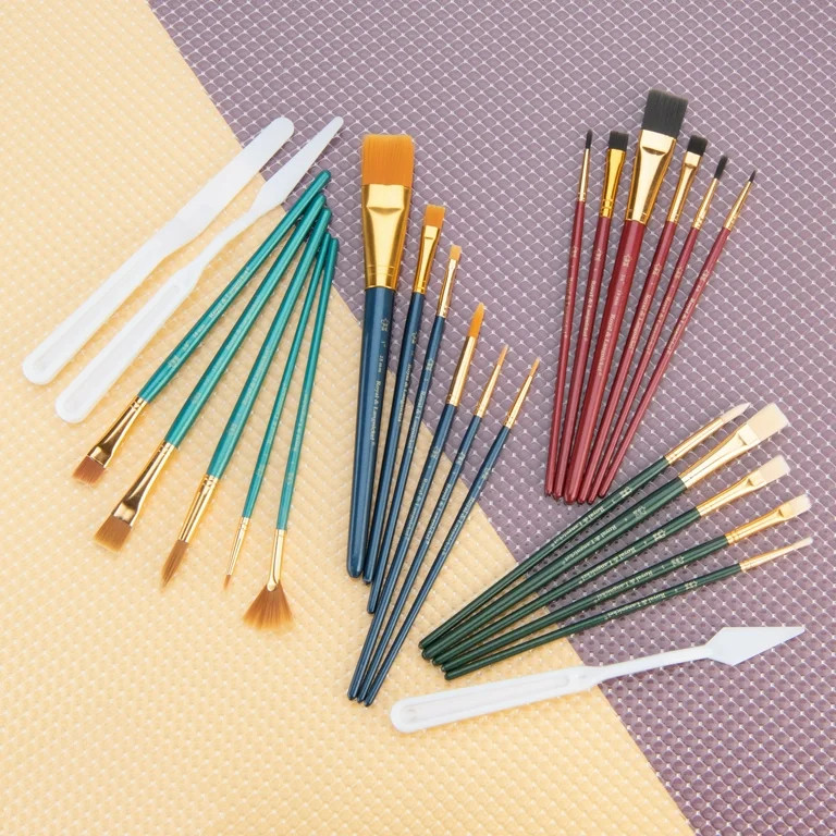 Royal & Langnickel - All Media Variety Taklon Wood Handle Paint Brush Value Pack, 25pc | Walmart (US)
