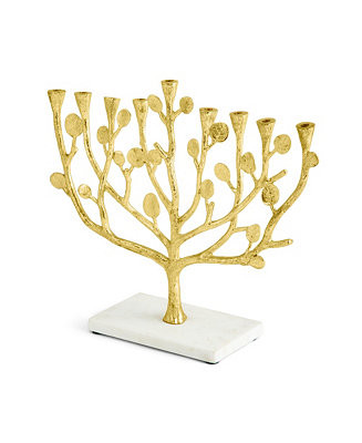 Michael Aram Botanical Leaf Gold-Tone Menorah - Macy's | Macy's
