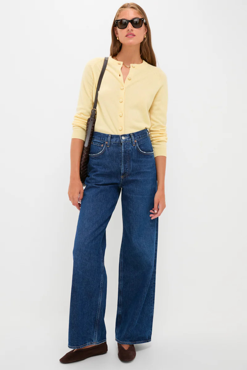 Lightweight Cashmere Butter Yellow Knot Button Cardigan | Tuckernuck (US)