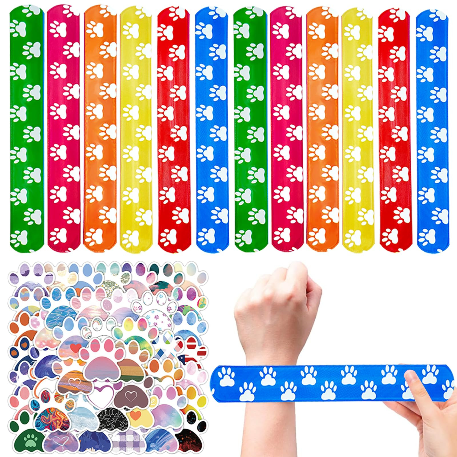 74Pcs Dog Claw ThemeParty Favors Contain 24 Pcs Dog Claw Slap Bracelets 50 Pcs DogClaw Stickers, ... | Amazon (US)