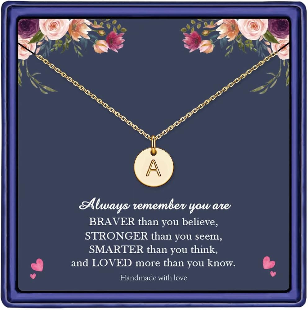 Hidepoo Easter Gifts for Girls - Disc Initial Necklaces for Girls Gifts, 14K Gold/Rose Gold Plate... | Amazon (US)