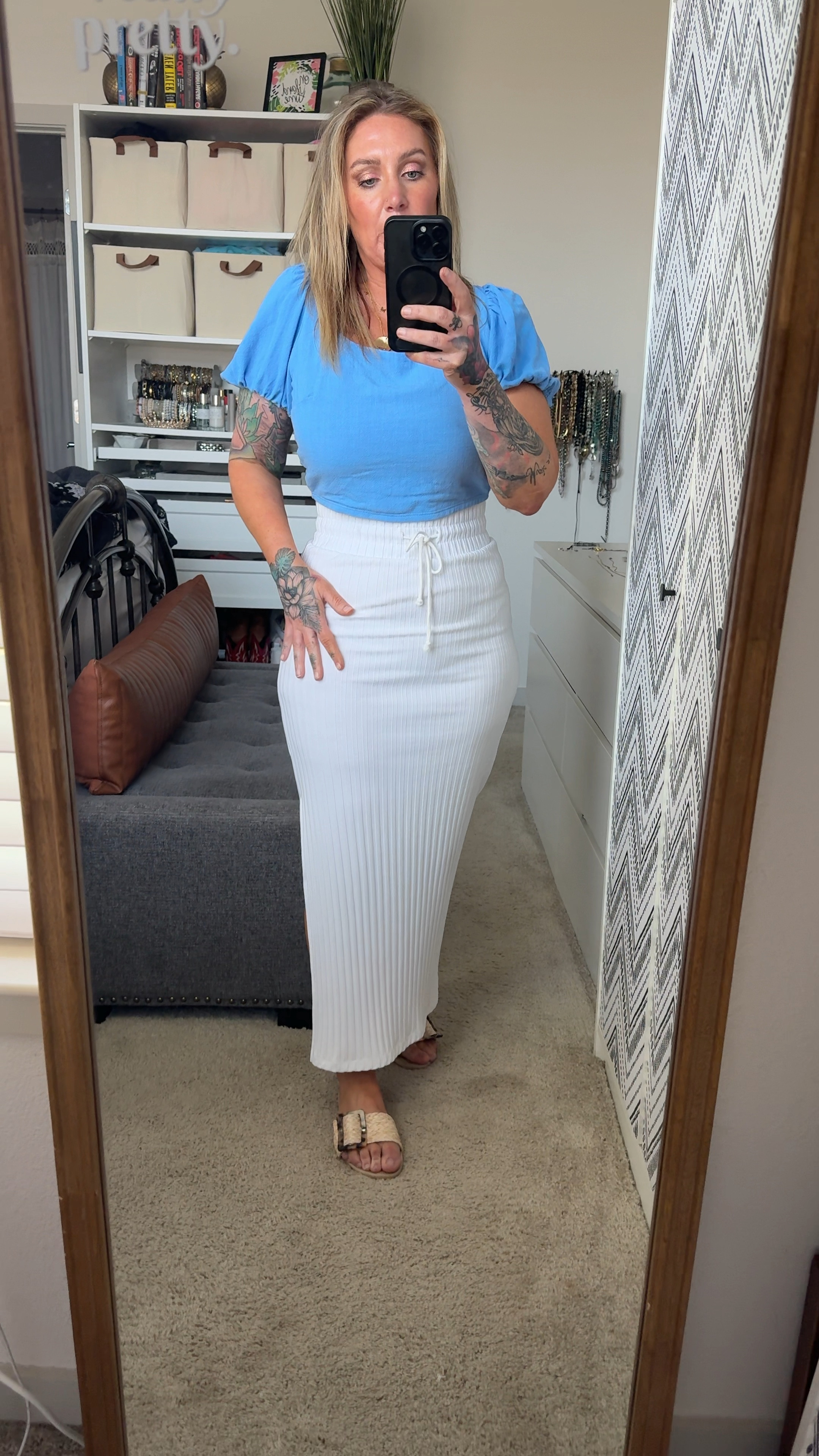 Paired this skirt with a cute linen top to dress it up. Top is from Sand + Charcoal(not linked)
Skirt size small also available in black. 

#LTKSaleAlert #LTKStyleTip #LTKOver40