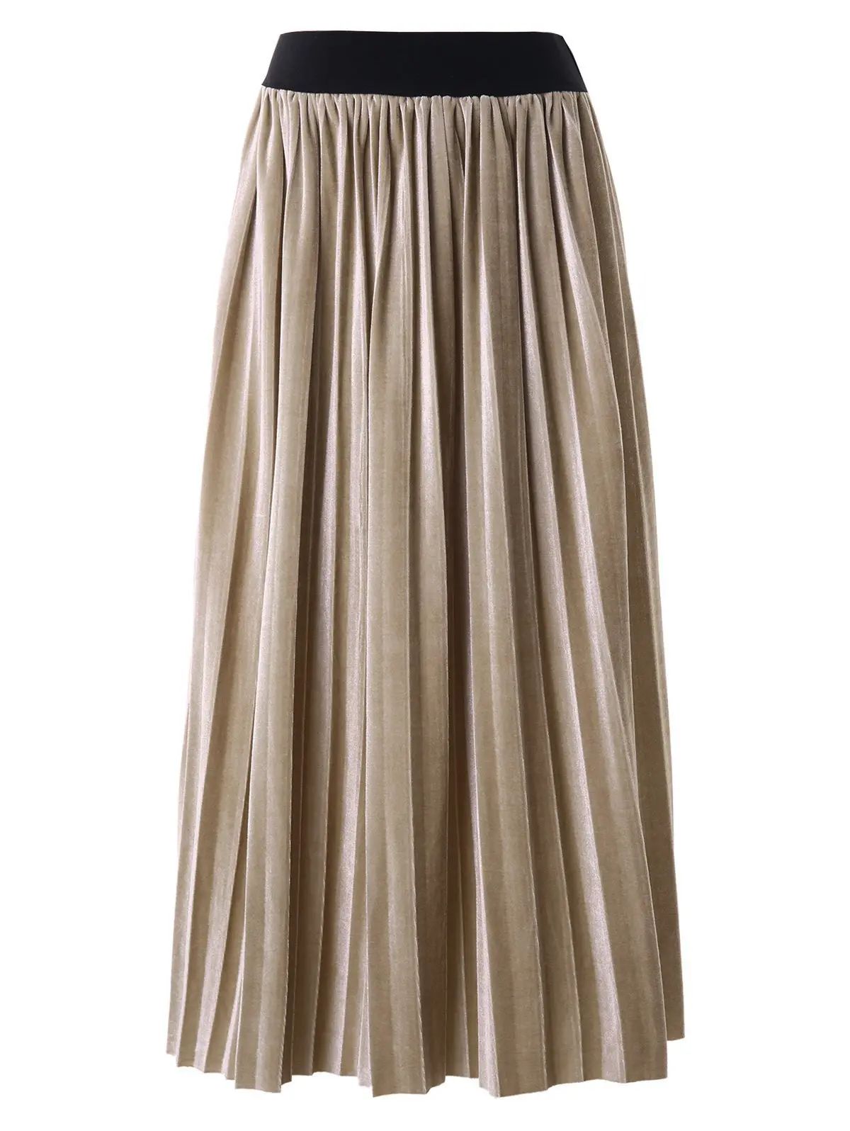High Waist Velvet Pleated Skirt | Dresslily US