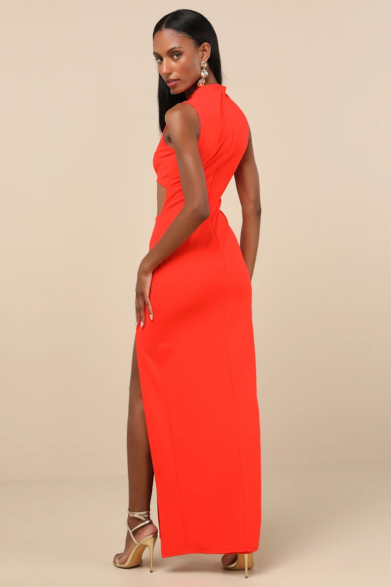 Sindra Bright Orange Cutout Column Maxi Dress | Lulus