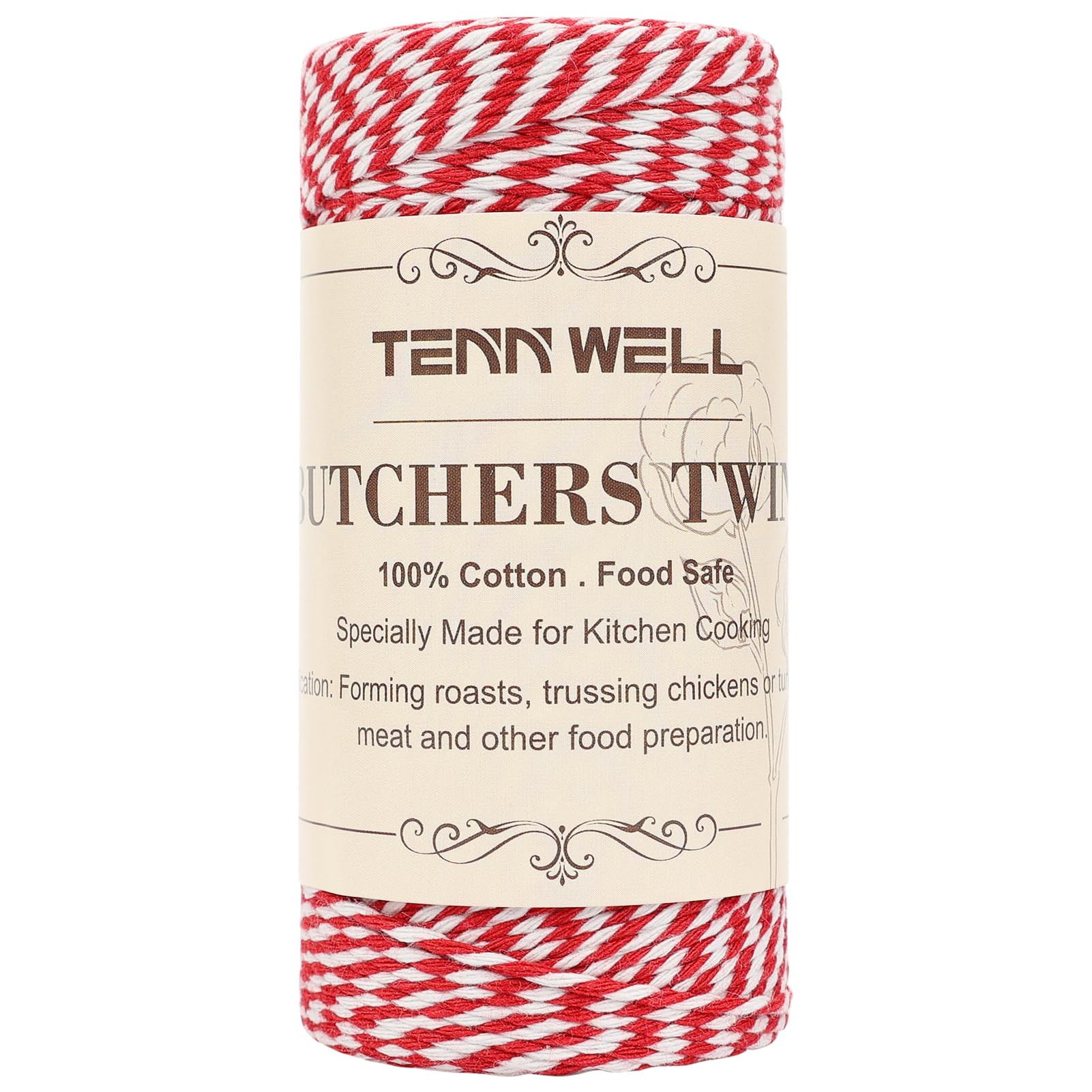 Tenn Well Butchers Twine, 328 Feet 2mm Food Safe Cooking Twine, Red and White Kitchen String for ... | Amazon (US)