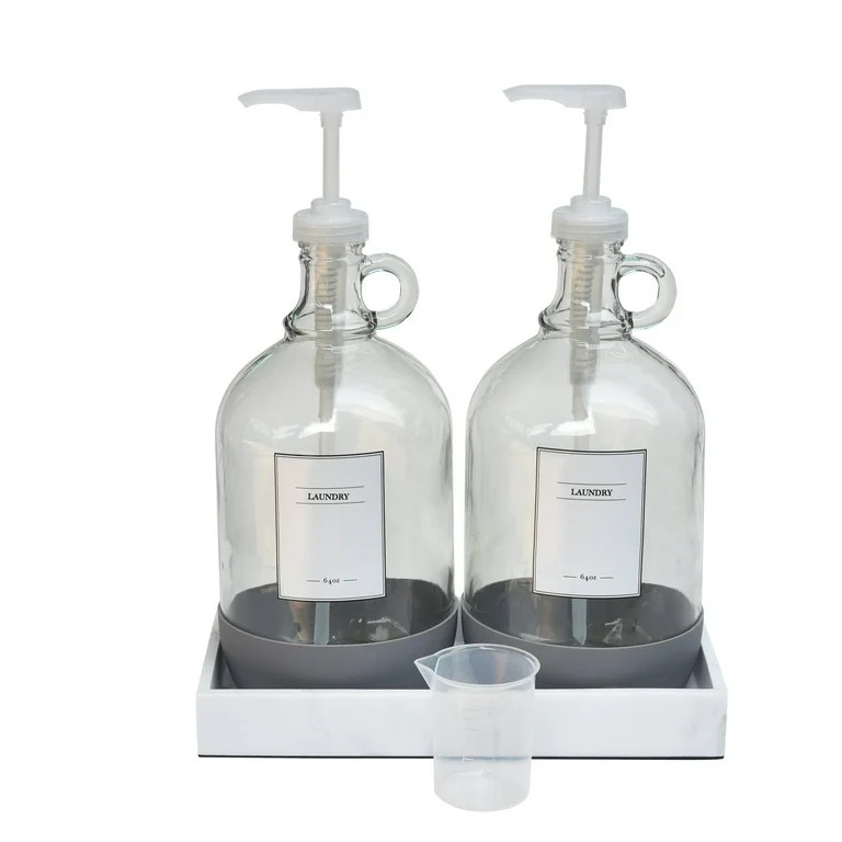 Better Homes & Gardens Glass & Resin Laundry Detergent Dispenser Set,128 Fluid oz, 4Pc - Walmart.... | Walmart (US)