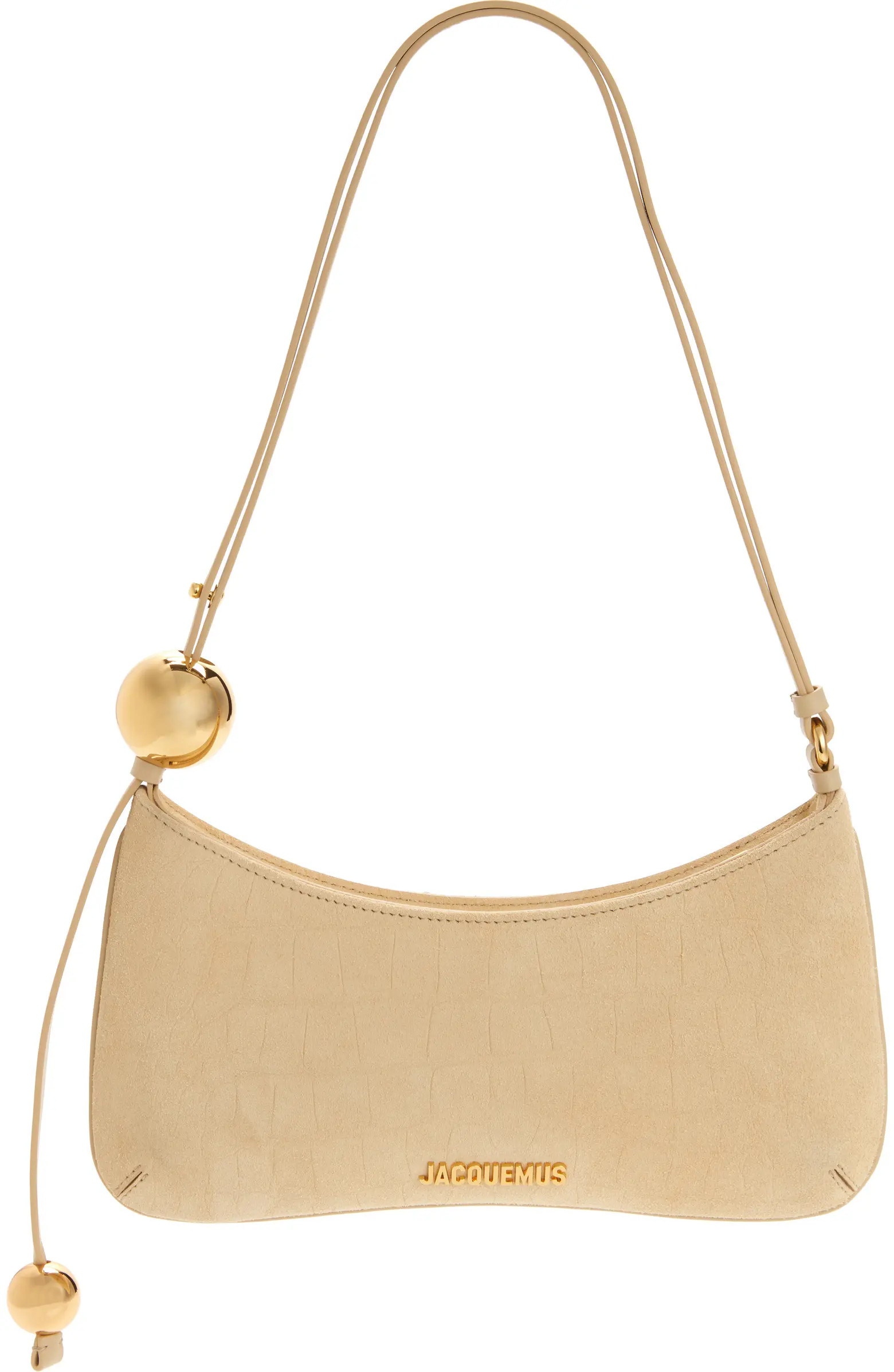 Le Bisou Perle Croc Embossed Suede Shoulder Bag | Nordstrom
