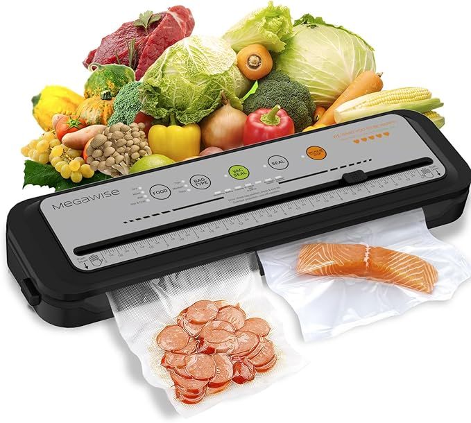 2023 Updated Vacuum Sealer Machine, MEGAWISE Food Sealer w/Starter Kit, Dry & Moist Food Modes, C... | Amazon (US)