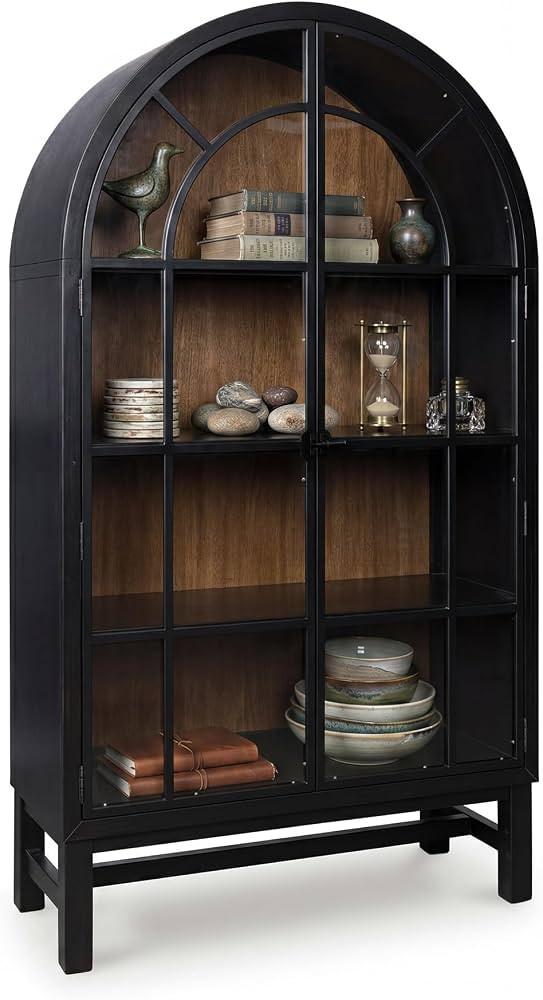 Signature Design by Ashley Basinger Arched Display Cabinet, Black/Brown | Amazon (US)
