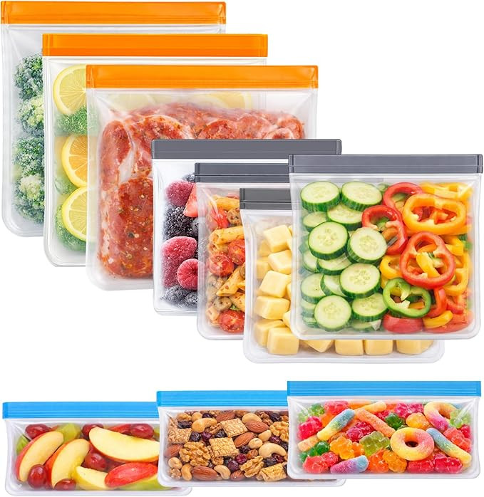 10 Pack Dishwasher Safe Reusable Bags, Leakproof Reusable Snack Bags, BPA Free Food Storage Bags ... | Amazon (CA)