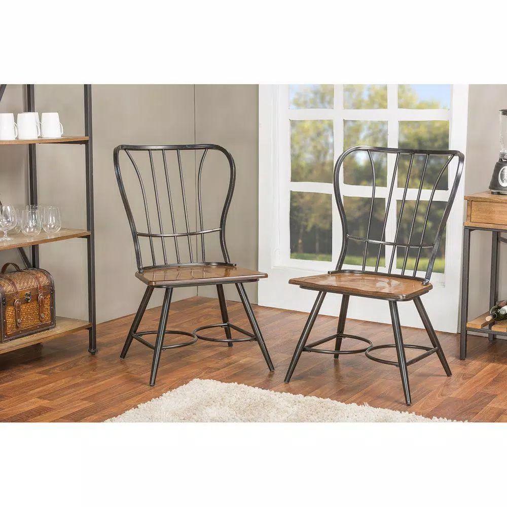 Elfrida Black Metal Dining Chairs (Set of 2) | The Home Depot