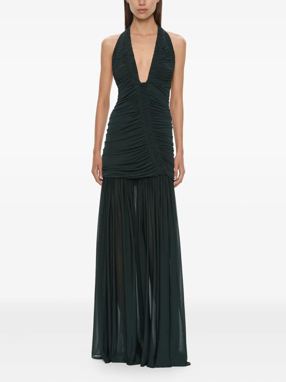 Christopher Esber Orion ruched gown - Green | Farfetch Global