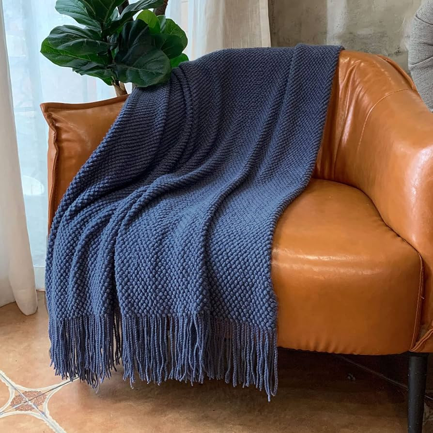 LOMAO Knitted Throw Blanket with Tassels Bubble Textured Lightweight Throws for Couch Cover Home ... | Amazon (US)