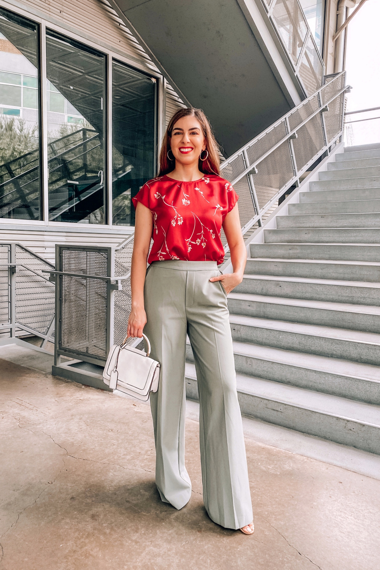 Work wear outfit for the summer! Lightweight blouse and breathable pants for the win! This floral red blouse comes in other color options. Wearing size XS. These comfy dress pants come in other colors too. Wearing size 2. 

Work Wear Outfit | Professional Outfit 


#LTKunder100 #LTKunder50 #LTKworkwear