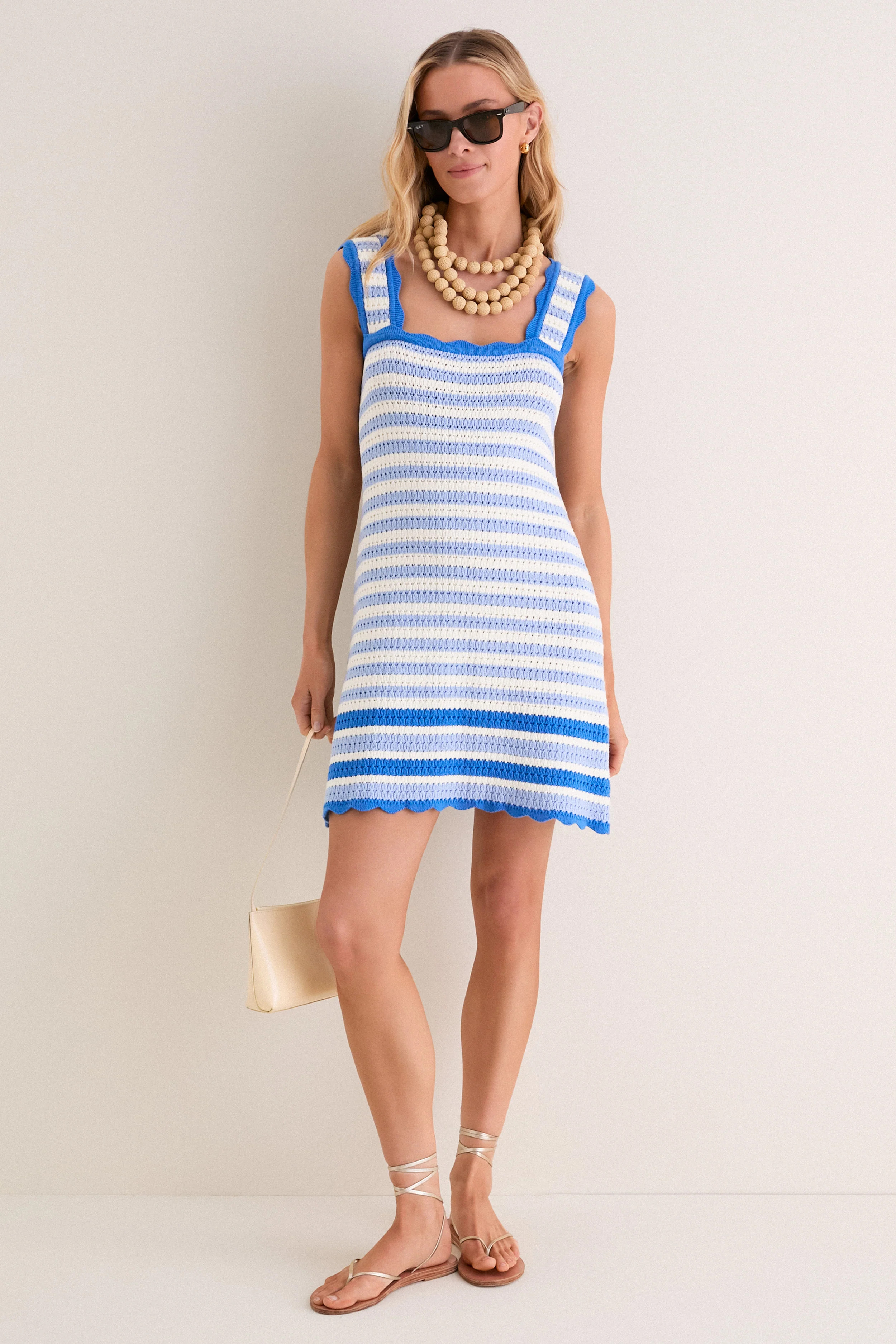 Ocean Stripe Crochet Brookside Mini Dress | Tuckernuck (US)