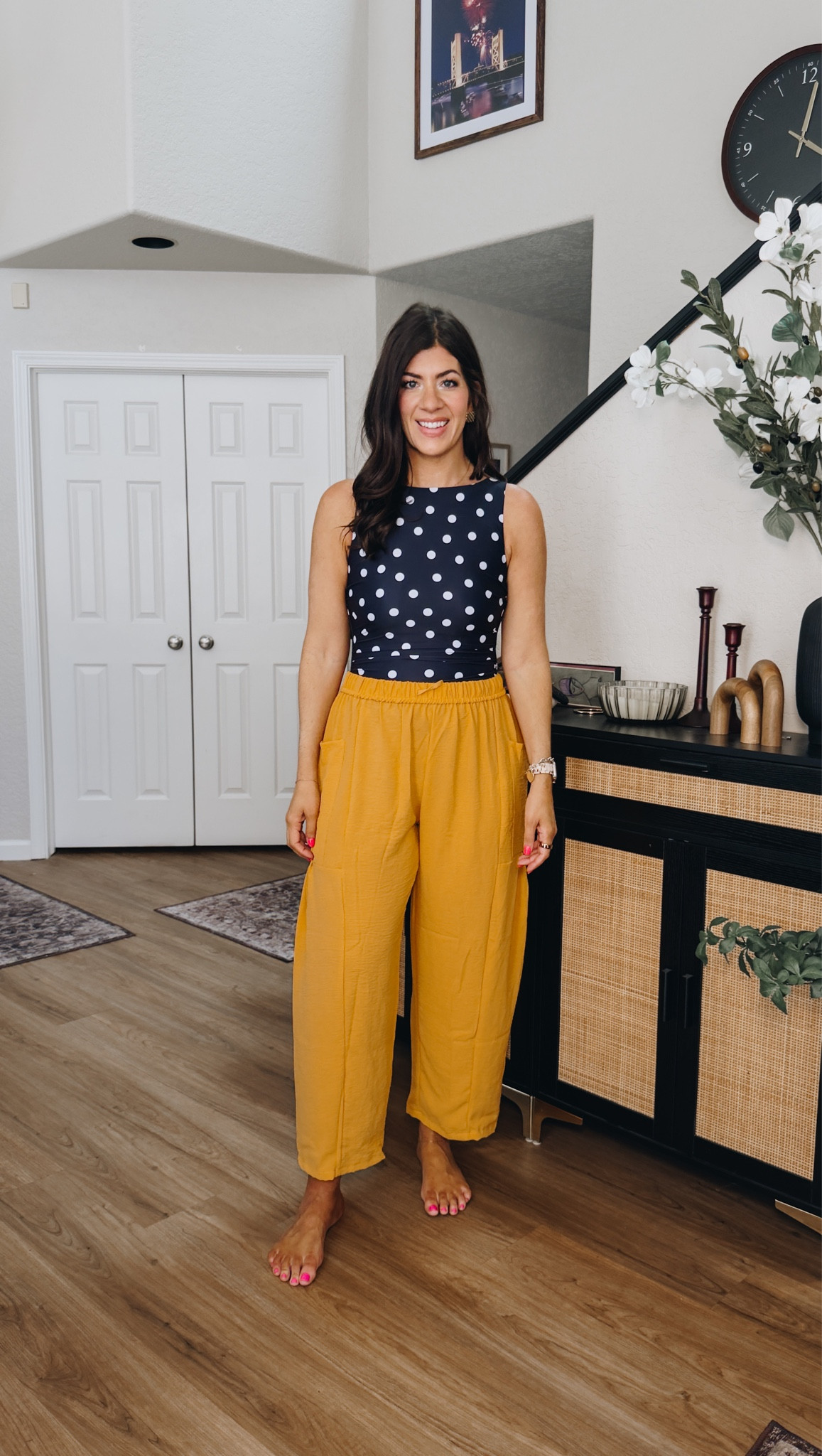 In a large polka dot one piece swim and medium pull on pants 

#LTKSaleAlert #LTKMidsize #LTKSwim