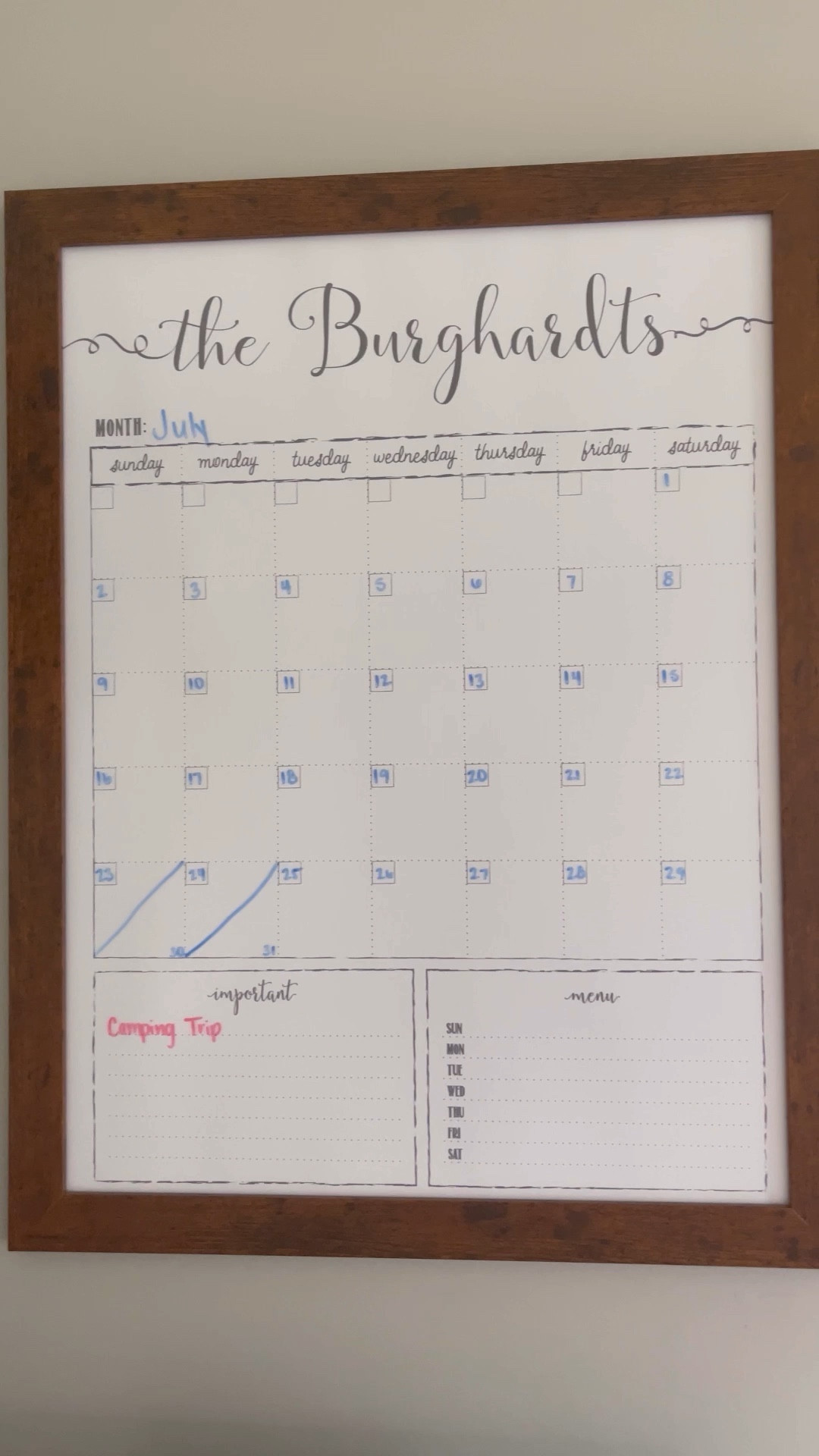 Customized small business dry erase board family calendar 🙌

Featuring a woman owned small business with customization options to suit your needs 🥰 

Amazon home, calendar, schedule, Etsy, wall calendar, reusable calendar 

#LTKhome #LTKunder100 #LTKfamily