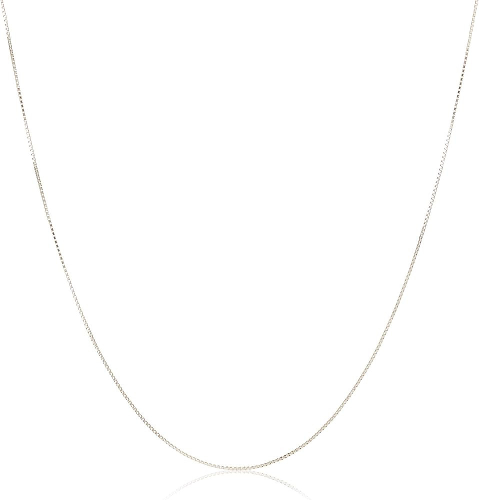 Amazon Essentials Sterling Silver Thin 0.8mm Box Chain Necklace | Available in Yellow Gold or Sil... | Amazon (US)