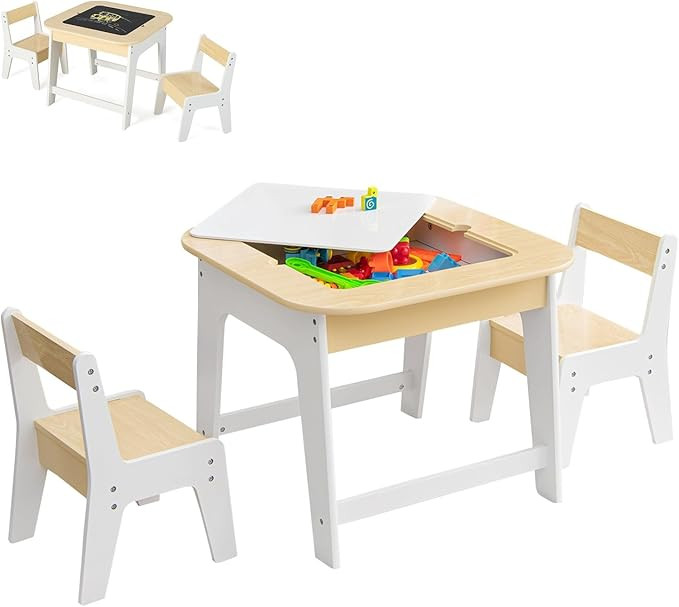Costzon Kids Table and Chair Set, 3-in-1 Wooden Activity Table with Removable Tabletop, Blackboar... | Amazon (US)
