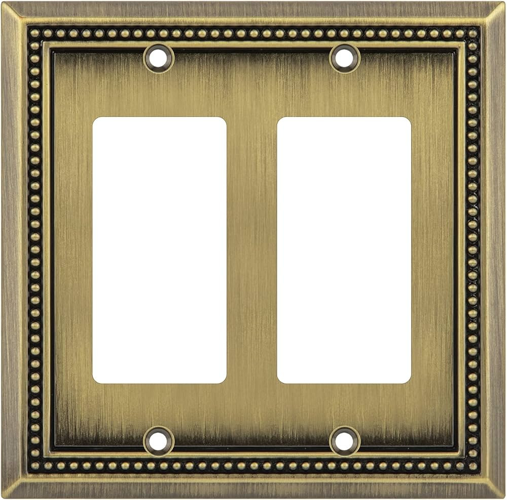 Henne Bery Sunken Pearls Decorative Wall Plate Switch Plate Outlet Cover (Double Decorator, Antiq... | Amazon (US)